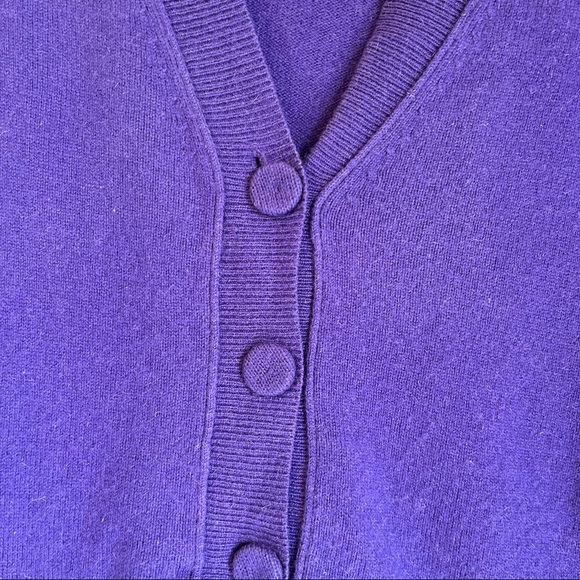 100% Cashmere Purple Cardigan quiet-luxury soft-luxe office-chic - Picture 4 of 4
